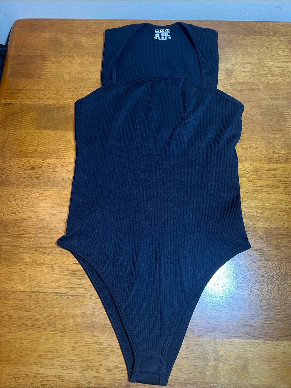 OQQ Bodysuit black sleeveless square-neck Size MEDIUM nwot